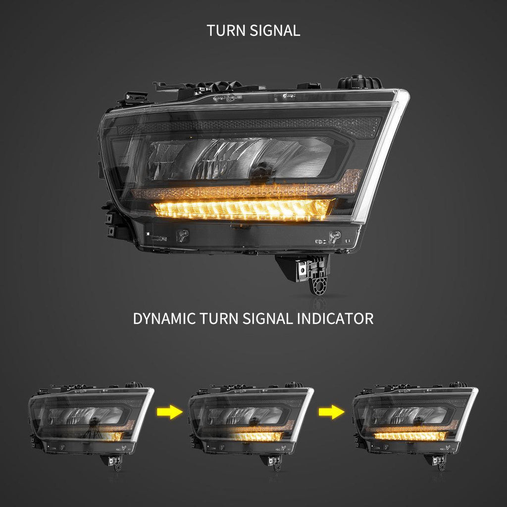 Vland LED Headlight Reflection for 2019-2023 Dodge Ram 1500 5th Gen (DT)