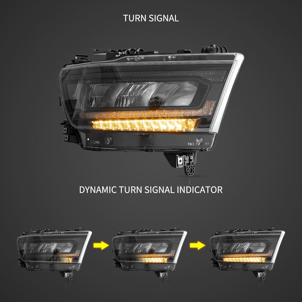Vland LED Headlight Reflection for 2019-2023 Dodge Ram 1500 5th Gen (DT)
