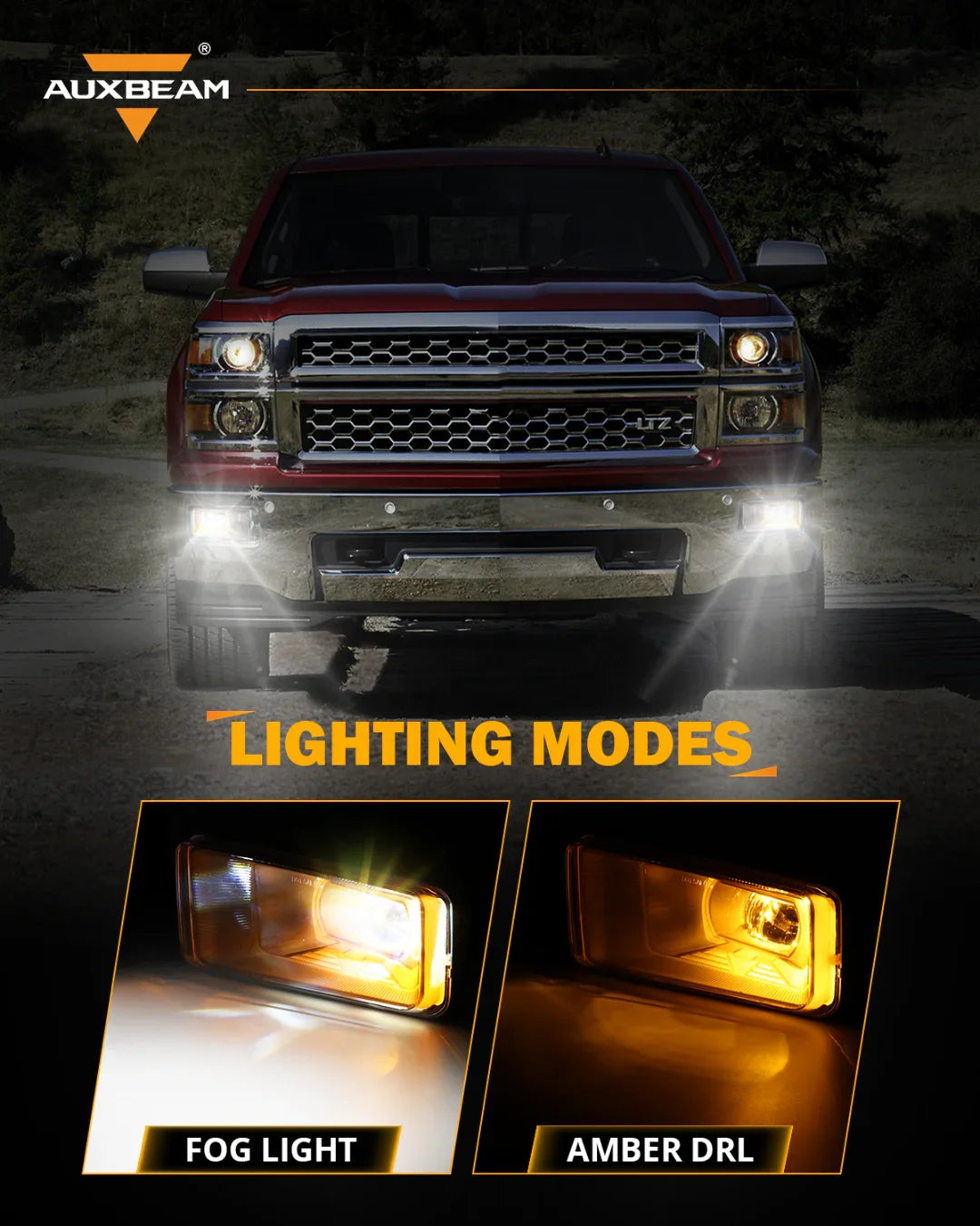 Auxbeam Upgrade 60W LED Fog Lights for Chevy Silverado/2008-2014 Suburban Tahoe