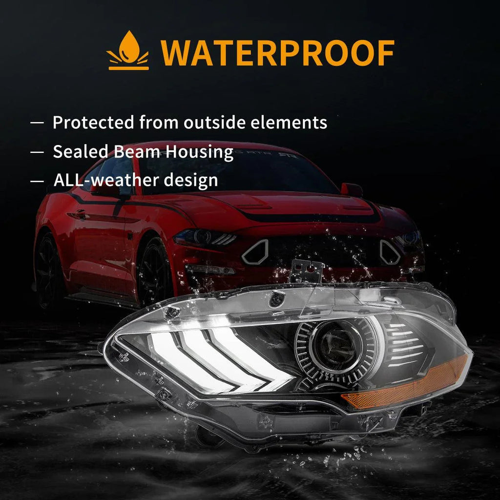 Vland LED Headlight Assembly Dual for 2018-2024 Ford Mustang 6th Gen Facelifted