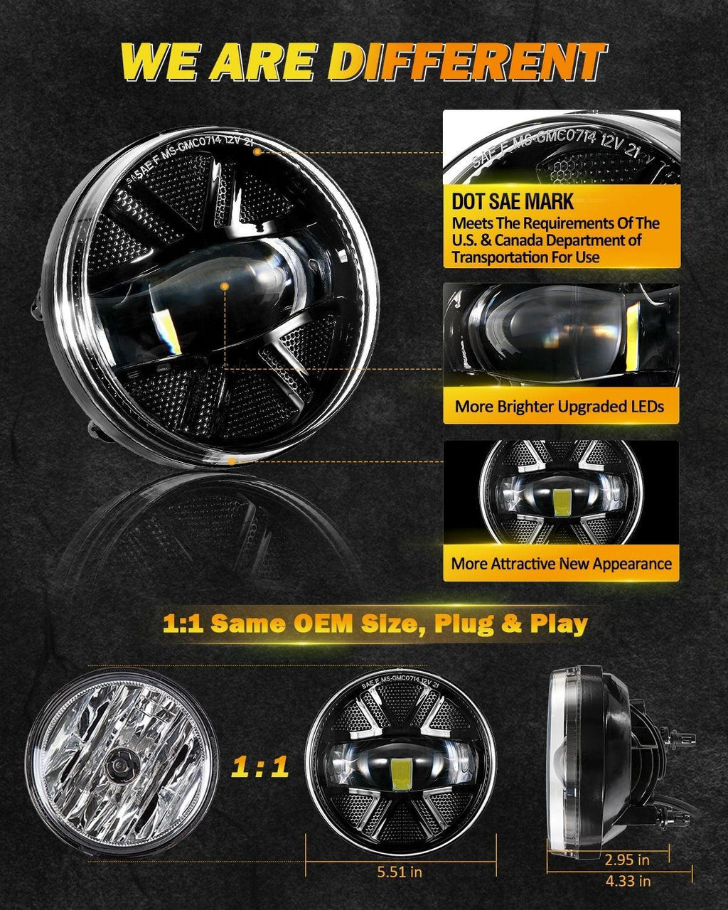 Auxbeam 48W LED Fog Lights DOT for 2007-2013 GMC Sierra 1500 / 2007-2014 Sierra
