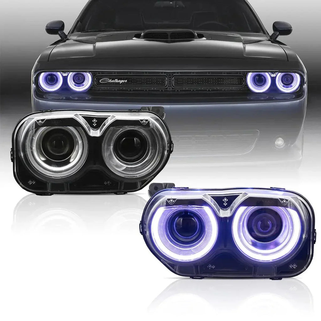 Vland LED Headlight Assembly for 2015-2024 Dodge Challenger 3rd Gen Facelifted