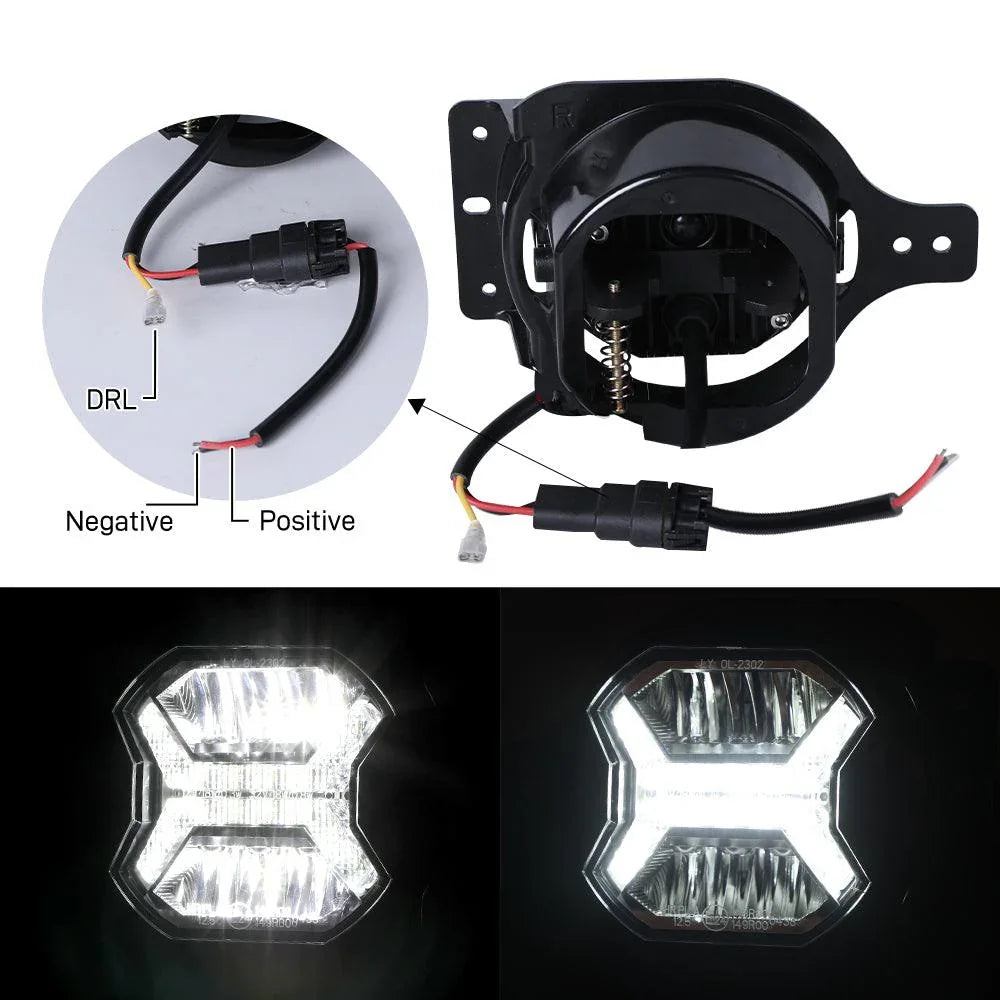 Auxbeam 4 Inch LED Fog Lights with White DRL for Jeep Wrangler JL 2018-2021