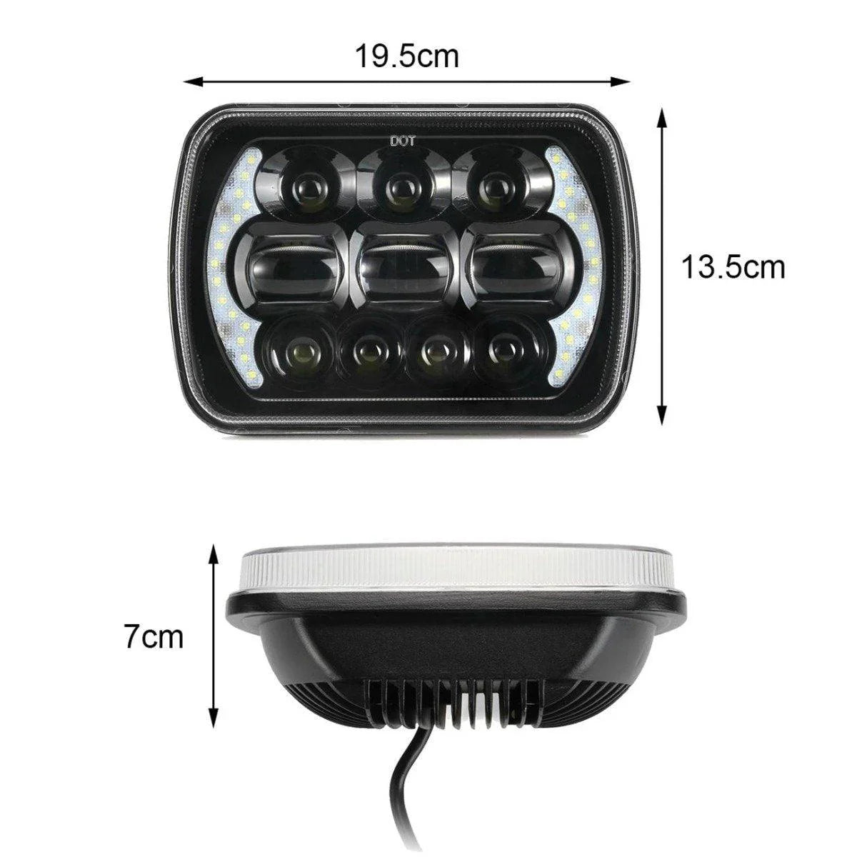 Auxbeam 65W 7x6 LED Hi-Lo Beam Headlights with DRL for Toyota Pickup Truck