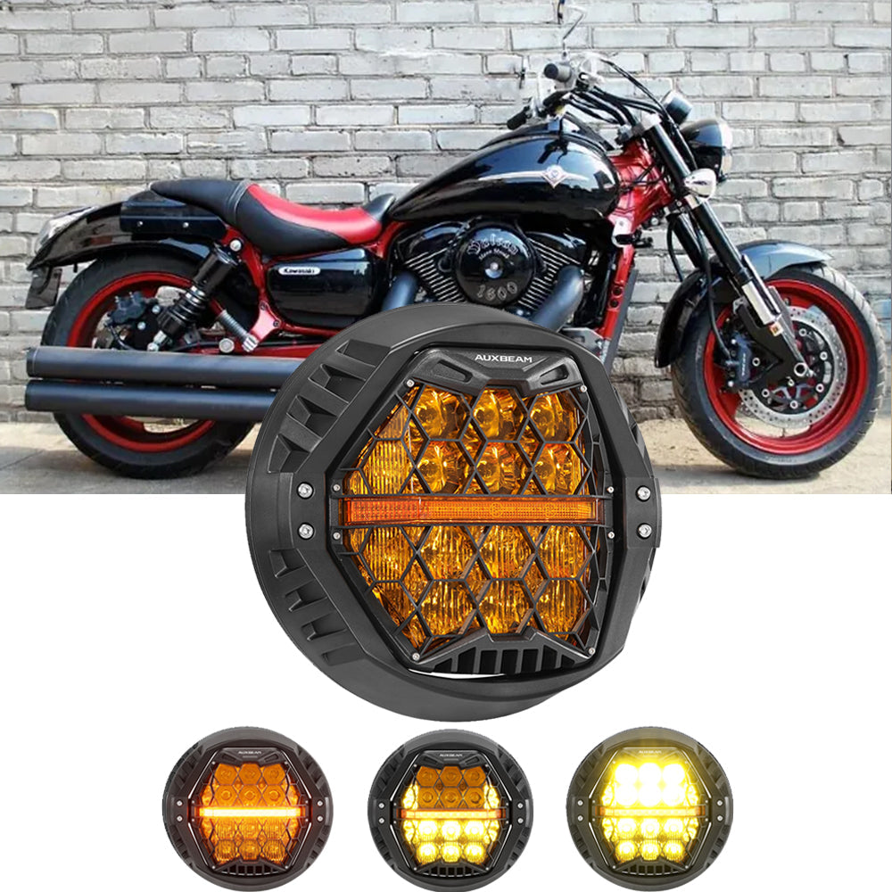 Auxbeam 7 Inch 120W DOT Motorcycle LED Headlight for Kawasaki Vulcan Mean Streak