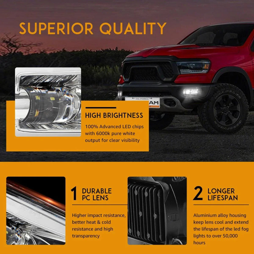 Auxbeam 36W LED Fog Light for Dodge Ram 1500 2009-2012 Dodge Ram 2500/3500