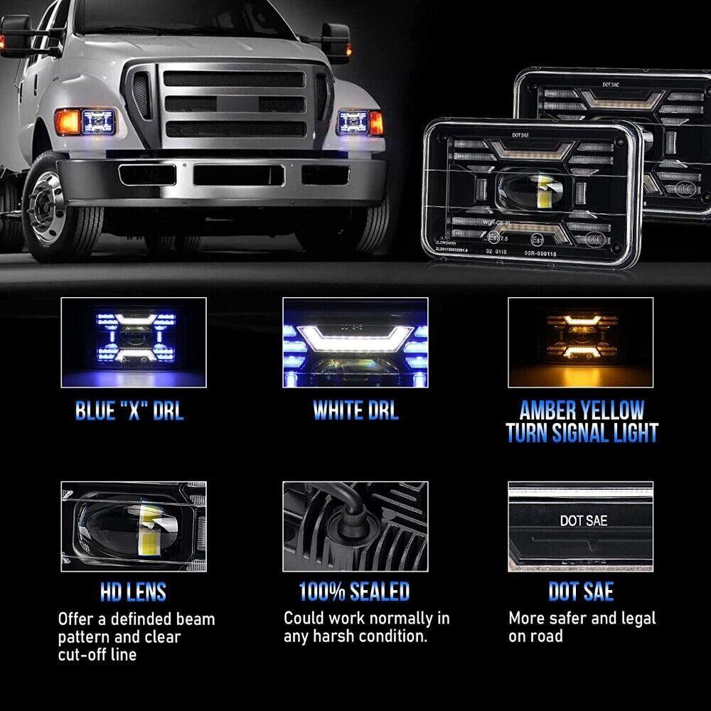 Auxbeam 4x6 Inch Sealed Beam LED Headlights with Hi-Lo Beam DRL Turn Signal