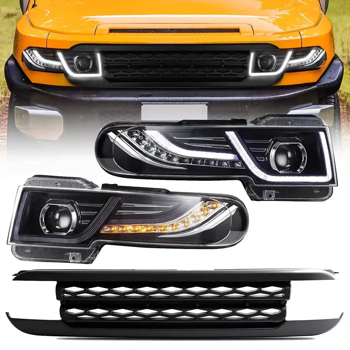 Vland LED Headlight Assembly Dual Beam for 2007-2015 Toyota FJ Cruiser XJ10