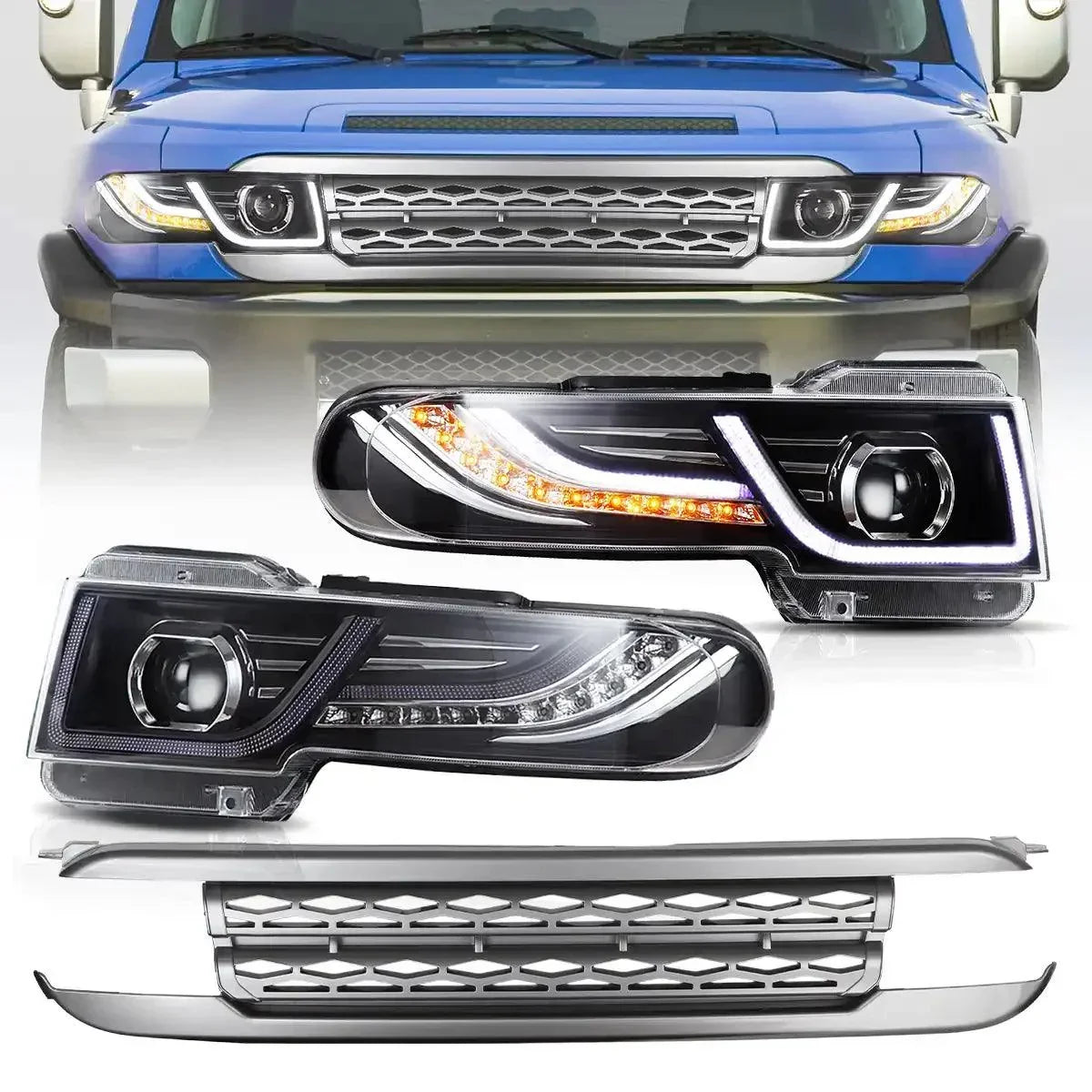 Vland LED Headlight Assembly Dual Beam for 2007-2015 Toyota FJ Cruiser XJ10