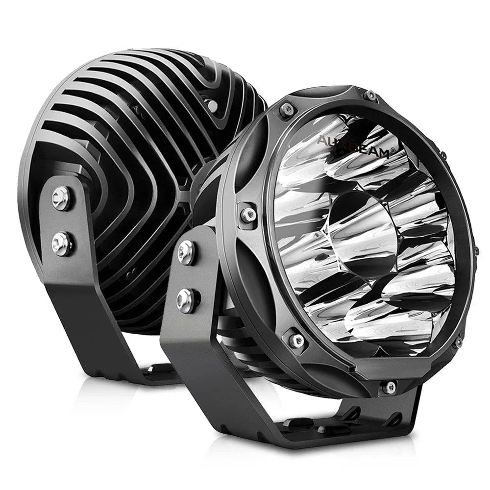 7 Inch 90W Round Spot Beam Offroad LED Driving Lights w/ SAE Compliant+Amber/Black Covers(Optional)